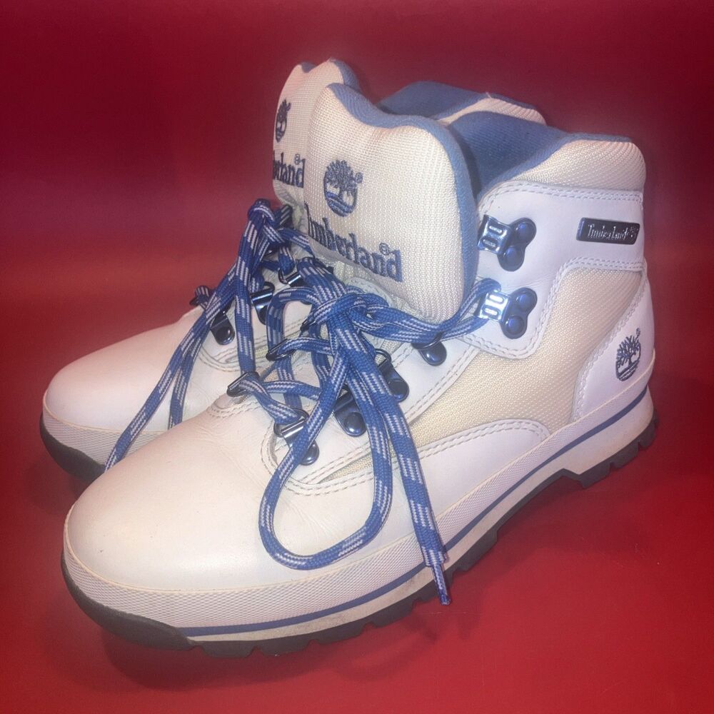 Men's Vintage 90's Y2K Timberland Euro Hiker Boots Size 8.5M Blue/White